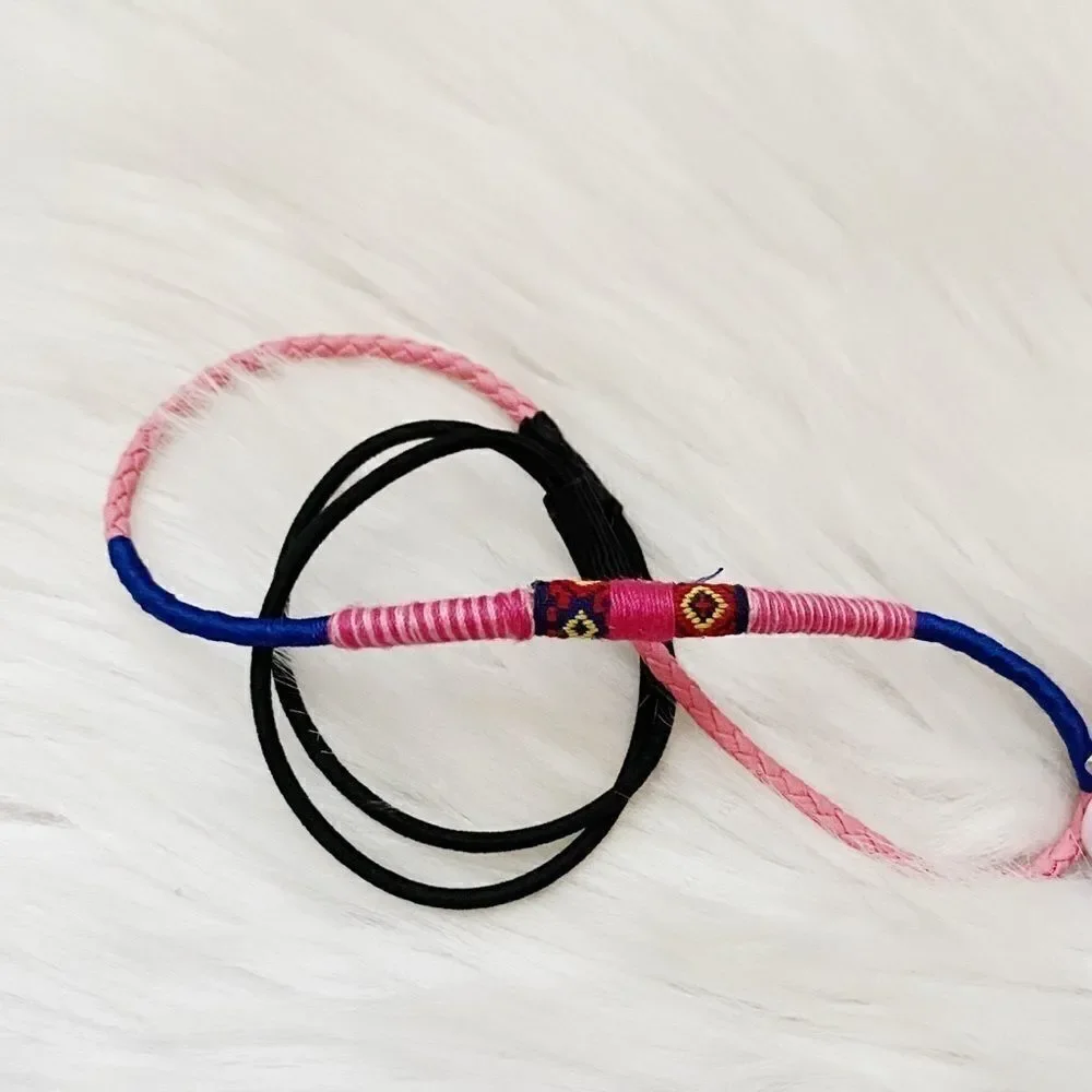 Bohemian Braided Rope Headband Pink & Blue